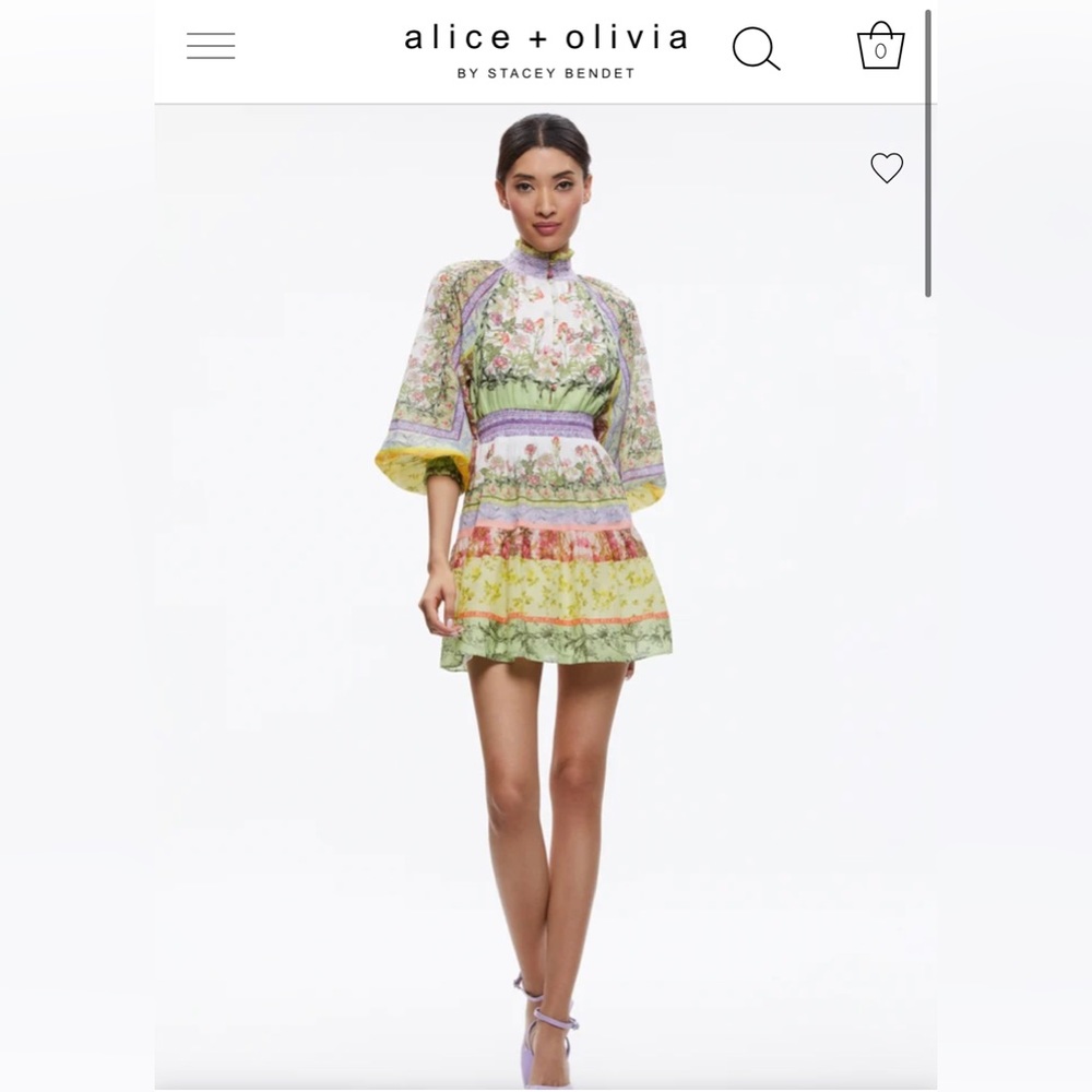 Alice & Olivia LAVINIA BLOUSON SLEEVE MINI DRESS